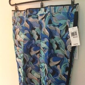PAISLEY & GRAY Blue and Green Patterned Tuxedo Pants, W28 x 32L